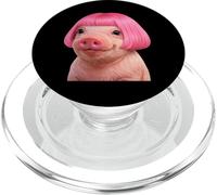 Funny Viral Pig with a Bob Haircut Pink Hair Pig Meme Wig PopSockets PopGrip pour MagSafe