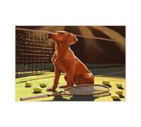 Funny Vizsla - Puzzle en bois pour adultes - 300 pièces - Puzzles en bois pour sports de tennis - Décoration amusante pour animaux de compagnie pour divertissement à domicile