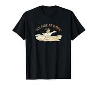 Funny We Ride at Dawn Frog Cowboy Riding Goose Vintage Meme T-Shirt