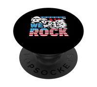 Funny We Rock Mount Rushmore Drapeau américain Patriotique américain PopSockets PopGrip Adhésif