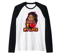 Funny Weed I Love My Locs Black Queen Dreadlocks pour Femmes et Filles Manche Raglan