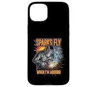 Funny Welder Sparks Fly Fabricator Humor Design Coque pour iPhone 15 Plus