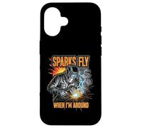 Funny Welder Sparks Fly Fabricator Humor Design Coque pour iPhone 16