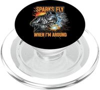 Funny Welder Sparks Fly Fabricator Humor Design PopSockets PopGrip pour MagSafe
