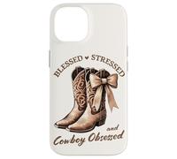 Funny Western Cowboy Obsessed Country Mama. Blessed Stressed Coque pour iPhone 14