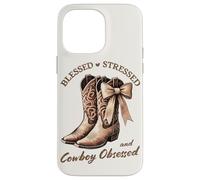 Funny Western Cowboy Obsessed Country Mama. Blessed Stressed Coque pour iPhone 14 Pro Max