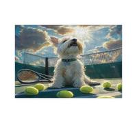 Funny Westie - Puzzle en bois pour adultes - 300 pièces - Puzzles en bois pour sports de tennis - Décoration amusante pour le divertissement à domicile