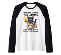 Funny When Life Gives You Lemons Citation Humour Chat Manche Raglan