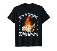 Funny Whiskey Dad GNOME Men Quote Its 5 O Clock Somewhere T-Shirt