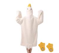 Funny White Wearable Blanket With Sleeves And GooseFeet Slippers, Cute Ducks Animals Hoodie Wearable Blankets With Shoes | For Home Living Room Bedroom Movie Night Party Family Gathering Camping