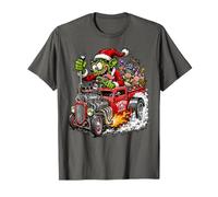 Funny Wild Crazy Christmas Monstre Hotrod Santa Design T-Shirt