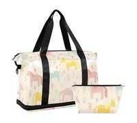 Funny Wild Pony Sac de voyage imperméable avec sangle réglable pour voyage Rose Grand format