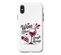 Funny Wine Lover Quote Wine Often Laugh Always Coque pour iPhone X/XS