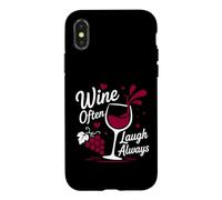 Funny Wine Lover Quote Wine Often Laugh Always Coque pour iPhone X/XS