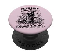Funny Wine Vintage Floral Squelette Humour Légèrement Instable PopSockets PopGrip Adhésif
