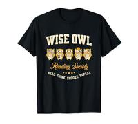 Funny Wise Owl Reading Society Cute Book Lover Humour Graphic T-Shirt