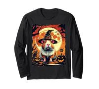 Funny Witch Guinea Pig Pumpkins Halloween Ghost Spooky Lover Manche Longue