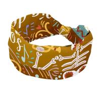 Funny with Dead Day Skeletons-01 Bandeau élastique pour femme, large bandeau antidérapant, bandeau anti-transpiration, bandeau de yoga pour entraînement, sport, gym, course à pied, fitness