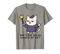 Funny Wizard Cat Meme Sarcastic Cute Wet Socks Humor T-Shirt
