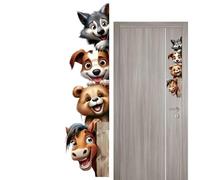Funny Wolf Door Sticker | Animal Wall Decals, Cute Peel and Stick Wall Art Stickers, 60 x 17 cm / 23,5 x 6,7 pouces Dog Printed Decals for Bedroom, Living Room & Bathroom