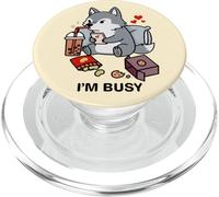 Funny Wolf Im Busy Boba Tea Snacks Zoo Garçons Filles Enfants PopSockets PopGrip pour MagSafe