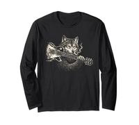 Funny Wolf Smoking Joue de la Guitare, Rock'n Roll Music Manche Longue