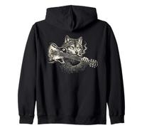 Funny Wolf Smoking Joue de la Guitare, Rock'n Roll Music Sweat à Capuche