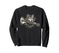 Funny Wolf Smoking Joue de la Guitare, Rock'n Roll Music Sweatshirt