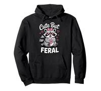 Funny Women Cute But Feral Girl Summer Raccoon Sweat à Capuche