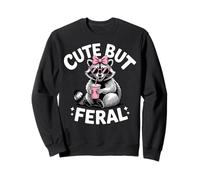 Funny Women Cute But Feral Girl Summer Raccoon Sweatshirt