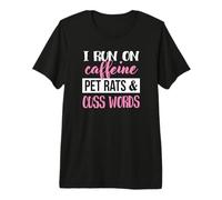 Funny Womens Caffeine and Cuss Words Pet Rat Lover T-Shirt Haut de Gamme