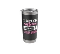 Funny Womens Caffeine & Australian Shepherd Lover Gobelet isotherme en acier inoxydable double paroi