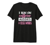 Funny Womens Caffeine & Australian Shepherd Lover T-Shirt Haut de Gamme