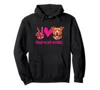 Funny Womens Girls Peace Love Pit Bull Dog Lover Sweat à Capuche