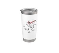 Funny Womens Girls Red Glasses Hipster Nerd Dachshund Lover Gobelet isotherme en acier inoxydable double paroi