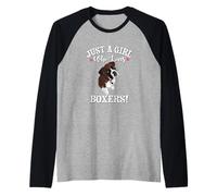Funny Womens Kids Just A Girl Who Loves Boxer Dog Lover Manche Raglan