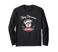 Funny Womens Merry Christmas Schnauzmas Miniature Schnauzer Manche Longue