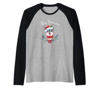 Funny Womens Merry Christmas Schnauzmas Miniature Schnauzer Manche Raglan