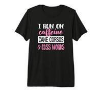 Funny Womens Run on Caffeine Cuss Words Cane Corso Lover T-Shirt Haut de Gamme