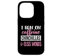 Funny Womens Run On Caffeine Cuss Words Chinchilla Lover Coque pour iPhone 14 Pro