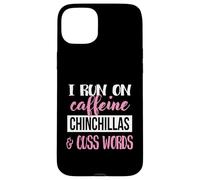 Funny Womens Run On Caffeine Cuss Words Chinchilla Lover Coque pour iPhone 15 Plus