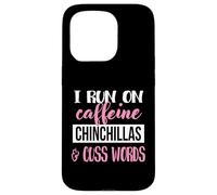 Funny Womens Run On Caffeine Cuss Words Chinchilla Lover Coque pour iPhone 15 Pro