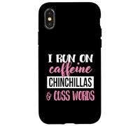 Funny Womens Run On Caffeine Cuss Words Chinchilla Lover Coque pour iPhone X/XS