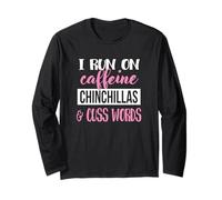 Funny Womens Run on Caffeine Cuss Words Chinchilla Lover Manche Longue