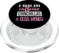 Funny Womens Run on Caffeine Cuss Words Chinchilla Lover PopSockets PopGrip pour MagSafe