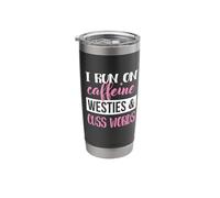 Funny Womens Run On Caffeine & Cuss Words Westie Dog Lover Gobelet isotherme en acier inoxydable double paroi