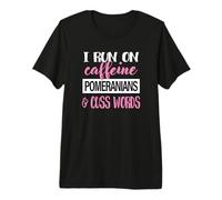 Funny Womens Run on Caffeine Pomeranians Cuss Words Lover T-Shirt Haut de Gamme