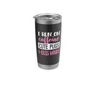 Funny Womens Run On Caffeine Pugs & Cuss Words Lover Gobelet isotherme en acier inoxydable double paroi