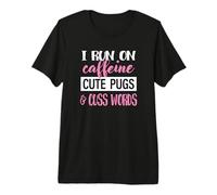 Funny Womens Run on Caffeine Pugs & Cuss Words Lover T-Shirt Haut de Gamme