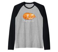 Funny Womens Sleep Nap Queen Orange Tabby Cat Vibes Lover Manche Raglan